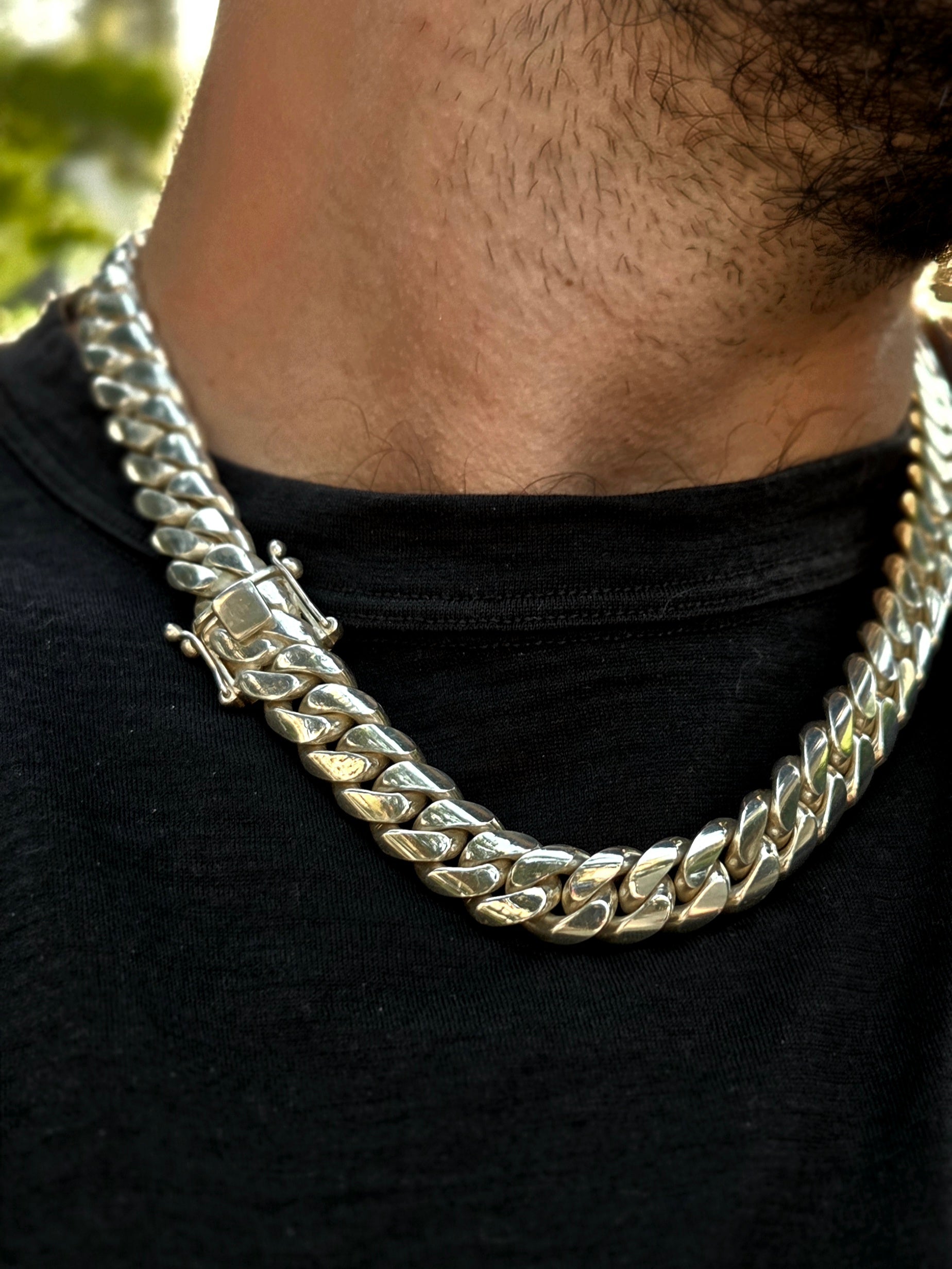 שרשרת כסף (950) קובנית 13.5 מ"מ רוחב