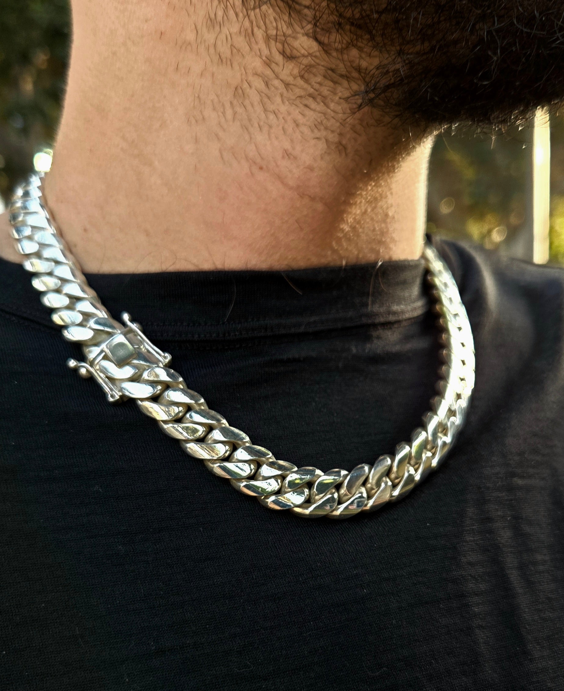 שרשרת כסף (950) קובנית 13.5 מ"מ רוחב